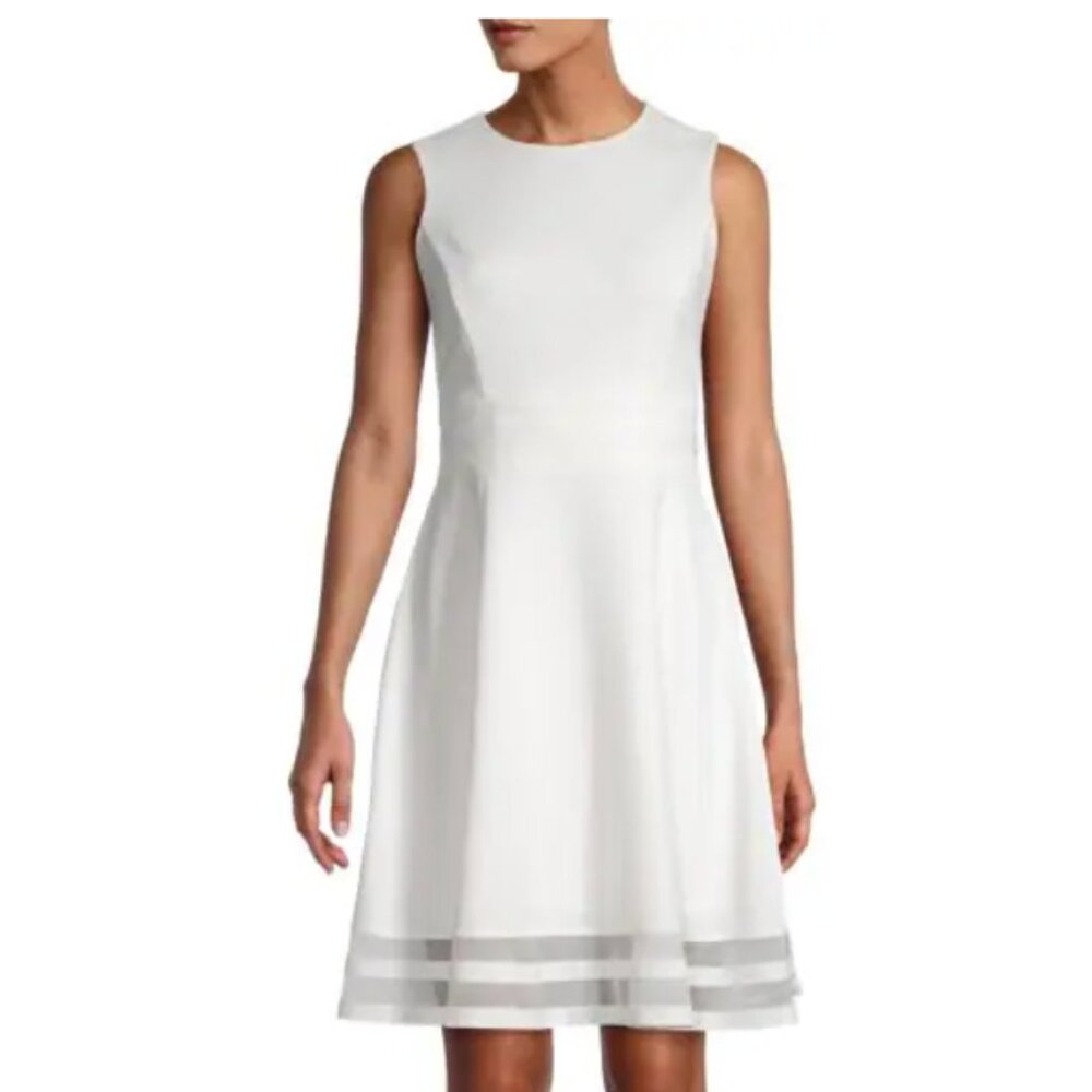 Calvin Klein Mesh Hem Fit-&-Flare Dress